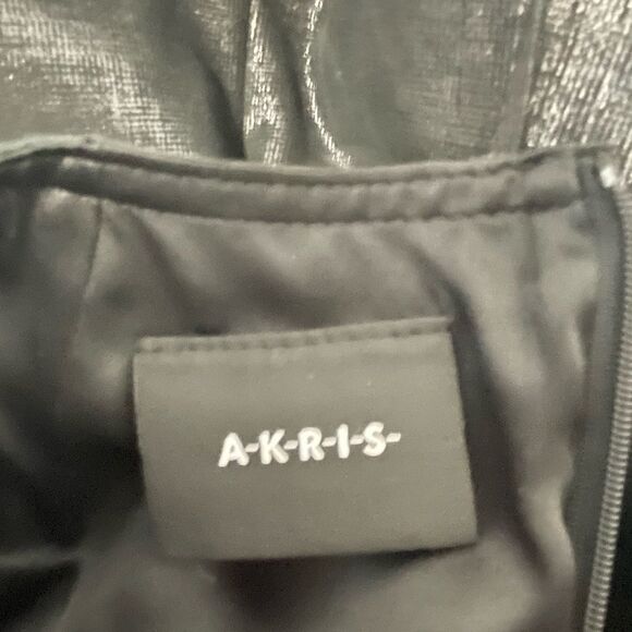 AKRIS Black Mountain Ash Metallic Bodycon 100% Lamb Leather Sleeveless Dress 10 - Picture 9 of 11